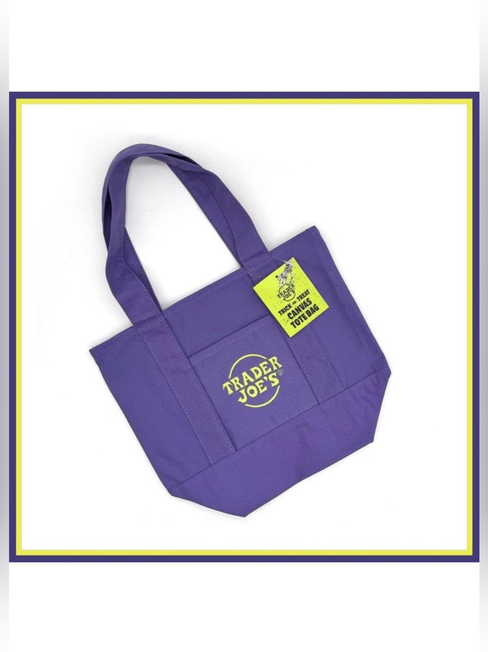 Trader Joe's Halloween Canvas Mini Tote Bag Purple